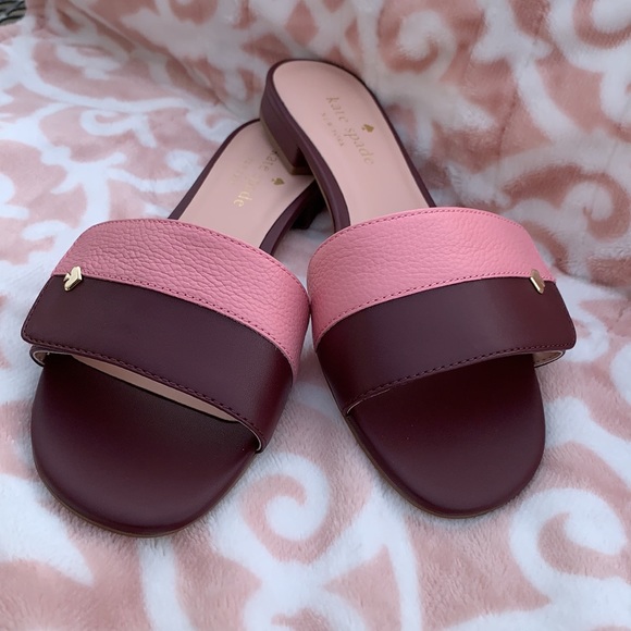 NWT! Kate Spade CAFE Pink and Burgundy Sandals. - Picture 1 of 9